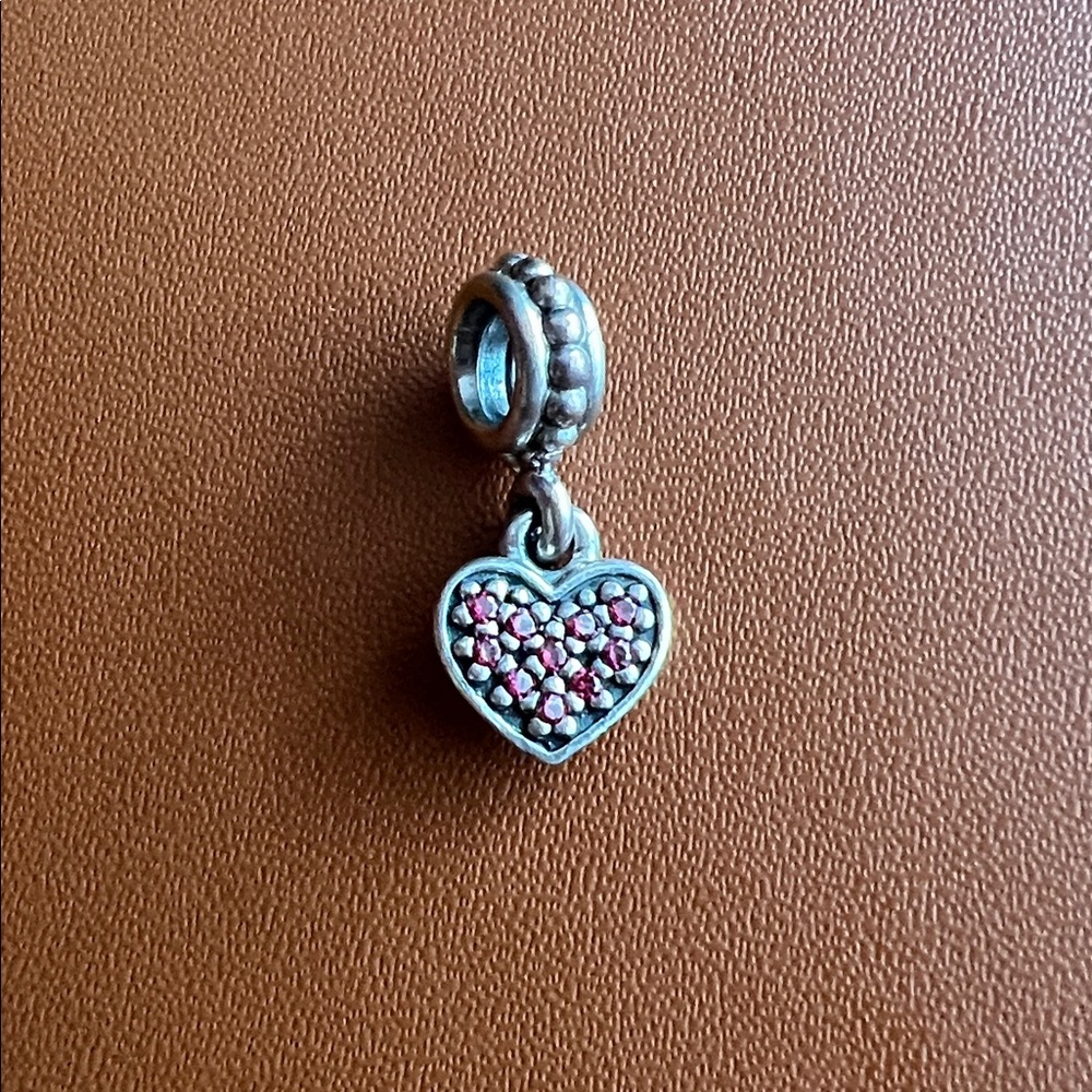 Pandora Red Pave Heart Dangle Charm
